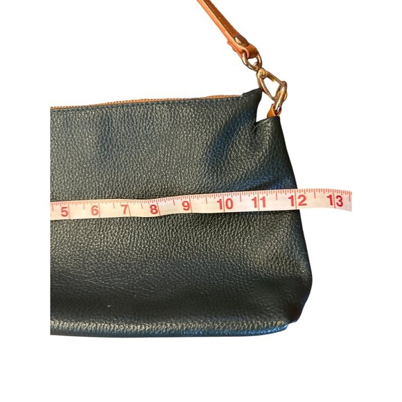 Valentina Italy Leather Shoulder Bag Green Tan Strap Gold Logo Zip Purse - Picture 14 of 16